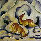 Franz Marc Famous Paintings - Rehe im Schnee